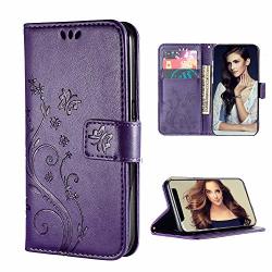 Flyee Iphone 11 Wallet Case Embossed Butterfly Flower Pu Leather Flip Case Kickstand Closure Magnetic Protective Cover With Card Slots For Women And Girls