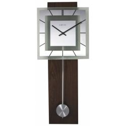32 X 80CM Retro Pendulum Square Frosted Glass And Wood Wall Clock