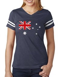 Australian Flag - Vintage Style Retro Australia Flag Women Football Jersey Medium Navy white