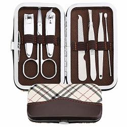 Loutoc Professional Nail Clipper Stainless Steel Manicure Set 7 In 1 Pedicure Kit Grooming Kit With Luxurious Case
