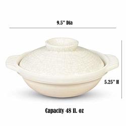 Japanese Sakura Donabe Ceramic Hot Pot Casserole 72 oz Earthenware Clay Pot  Serves 3-4 People Made In Japan
