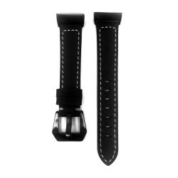 Fitbit Charge 3 Replacement Leather Strap Band - Black Stitched