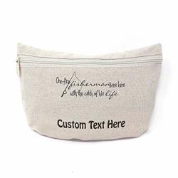 Custom Canvas Makeup Bag 1 Fine Fisherman Lived Here Catch His Life School Supplies Pencil Canvas Tote Pouch 8X6 Inches Natural Personalized Text Here