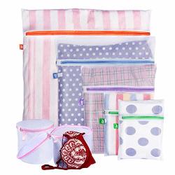 Wehome Laundry Lingerie Bag 7 Pack Mesh Wash Bags 2 Large &1 Medium &2 Small And 2 Bra Bags With Premium Colorful Zipper Lock For Delicates