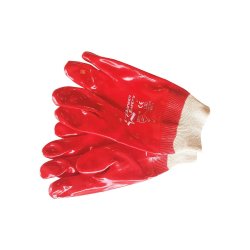 Glove - Pvc - Knit Wrist - Red - 27CM - 2 Pack