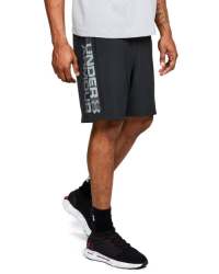 Men's Ua Woven Graphic Wordmark Shorts - Black Zinc Gray Md