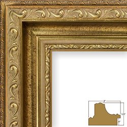 Craig Frames Inc. Craig Frames 6607 11 By 14-INCH Picture Frame Smooth Ornate Finish 2-INCH Wide Brushed Antique Gold