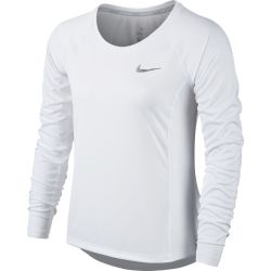 Nike Women's Long Sleeve Dry Miler Running Top - White