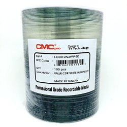 Cmc Pro -powered By Ty 48X Cd-r White Inkjet Hub Printable 100 Disc Tape Wrap Valueline