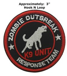 Athena Brands Zombie Outbreak Response Team K9 Unit 3" Embroidered Hook And Loop Patch Appliques By