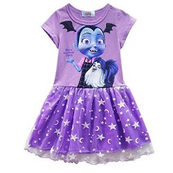 Vampirina Little Girls' Printed Dress Cartoon Design Half Sleeves Costumes Casual Dress For Party Celebration