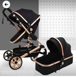 Baby Pram Stroller - 2 Positions Foldable Baby Pram -black