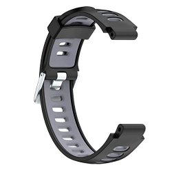 Owill Soft Silicone Replacement Stainless Steel Watch Band Strap For Garmin Forerunner 230 235 220 Watch Black