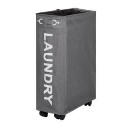 Laundry Basket With Wheels Grey 40L