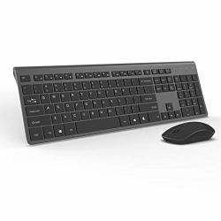 Wireless Keyboard And Mouse Combo-j Joyaccess Portable Ergonomic Full Size Keyboard And Mouse Rechargeable 2.4GHZ Stable Connection Silent Mouse For Desktop And Laptop-dark Grey