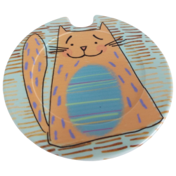 Licence Disk Holder - Orange Cat With Purple Stripes