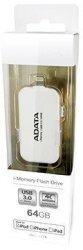 Adata I-memory Flash Drive UE710-64G-CWH 64GB White - USB3 + Apple Certified Mfi Lightning Dual-connectors Flash Drive For Ios mac pc Support Ultra H
