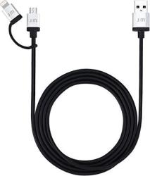 Just Mobile Alucable Duo Long Utility Cable With 2.4A High Speed Aluminum Lightning Connector For Iphones Ipads And Ipods Black silver DC-169