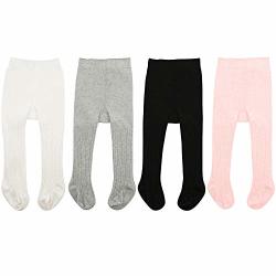 Zando Baby Tights Soft Seamless Cable Knit Infant Tights For Baby Girls Leggings Stockings Toddler Warm Socks Newborn Winter Clothes Colorful Mixed X-LARGE 2-4 Year