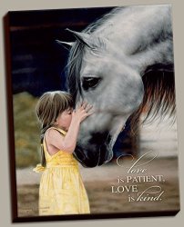 Love Is Patient Is Kind Girl Kissing Horse By Leslie Harrison 12"X16" One 12X16IN Hand-stretched Canvas