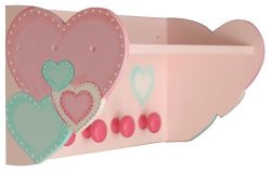 Wooden Hearts Shelf With Knobs Pink And Turquoise