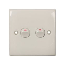 Eurolux - Wall Switch - 2 Gang - 1 Way - 86MM X 86MM - White - 3 Pack