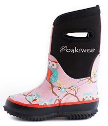 Oakiwear Children's Neoprene Rain Boots Snow Boots Muck Rain Boots Perched Owls 12T