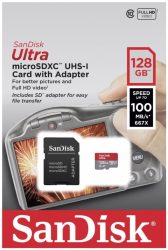 SanDisk Ultra Android Microsdxc 128GB + Sd Adapter 100MB S A1 Class 10 Uhs-i +