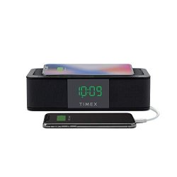 Ihome Alarm Clock Portable Speaker With Qi Wireless Charging And USB Charger 0.9" Green LED Display Alarm Clock For Bedrooms Bedside Home Or Work