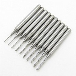 3.175MM Carbide End Mill Engraving Bits Cnc Pcb Machinery 0.6-1.5MM Cutting Edge Pack Of 10