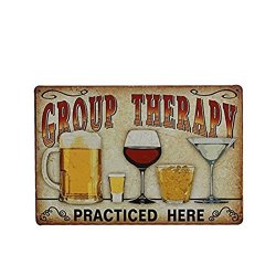 Hilarytt Plaque Poster For Cafe Bar Pub Beer Wall Decor Art Tin Sign Group Therapy Practiced Here Vintage Metal Tin