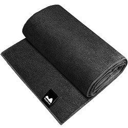 Reehut Hot Yoga Towel 72"X24" - Microfiber Bikram Towel For Workout Fitness And Pilates - Non Slip And Skidless If Dampened Black