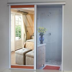 Interior Sliding Door Kit With Sliding Mechanism Mdf glass 1 Side Mirror 1 Side Cherry ROYALE-W890XH2050MM