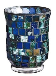 Evergreen- L&G Gifted Living Mosaic Glass Candle Holder Indigo Blue