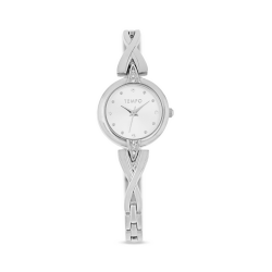 Ladies Silver Toned Bangle Watch