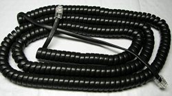 Short Charcoal Phone Handset Cord Coil Curly Tail Lead Generic Flat Black 9' 