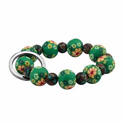 Kuiyai Elastic Beaded Wrist Keychain Bracelet Handsfree Keychain Gift For Her Green