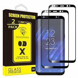 2-PACK Yoyamo For Samsung Galaxy S8 Tempered Glass Screen Protector GL10 Full Screen Coverage Black