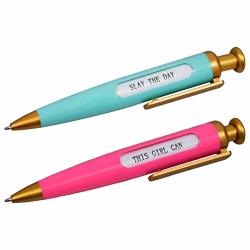Colored Fortune Pens 5.5 Inch. 2 Colored Aqua & Pink Fortune Pens Are Cute Creative Have Fun Prints That Change With Each Click.great For