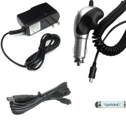 Chargers Bundle For Garmin Nuvi 55LMT 55LM 56LMT 56LM Gps - Heavy Duty Car Charger With 8 Ft Thick Cord + Home Travel Ac