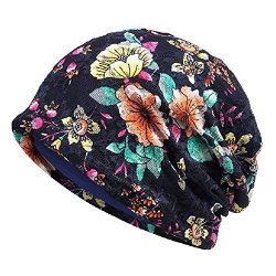 Women Cotton Beanie Lace On Surface Soft Sleep Cap Watch Chemo Slouchy Hat Bu
