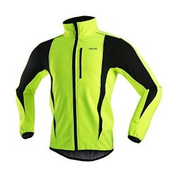 Arsuxeo Winter Warm Up Thermal Softshell Cycling Jacket Windproof Waterproof Bicycle Mtb Mountain Bike Clothes 15-K Green Size XL