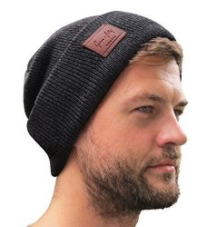 Grace Folly Fold Up Beanie - Cuffed Acrylic Hat Beanies With Matching Keychain Charcoal