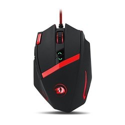 Redragon M801 Mammoth 16400 Dpi Programmable Laser Gaming Mouse For PC 9 Programmable Buttons 5 User Profiles Weight Tuning Omron Switches Black