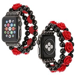 Sasairy Ladies Watch Band Natural Stone Beaded Strap Band For Apple Watch Series