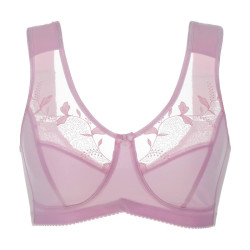 Women's Soft Cups Embroibered Wireless Full Coverage Minimizer Bra Size 34-44 B... - Pink04 B 38