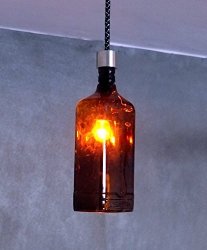 Industrial Bottle Lighting - Ceiling Pendant Light Made From Ballantine's Finest Whiskey Bottle - Recycled Glass Hanging Light Fixture