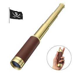 Pirate Brass Telescopesgodde 25X30 Zoomable Spyglasscollapsible Handheld Monocular Scope With Day Night Version For Kids Gifts Travel Hiking Hunting Navigation
