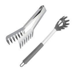 2 Piece Pasta Fork Silicone & Tong Stainless Steel Spaghetti Servers Set