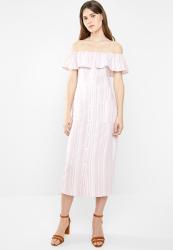 Edit Bardot Linen Blend Dress - Pale Pink